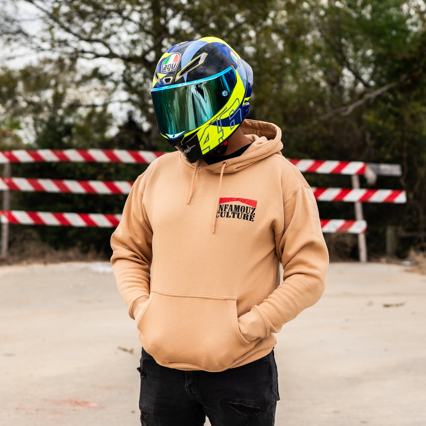 Infamouz Culture® Racing Team Hoodie Tan