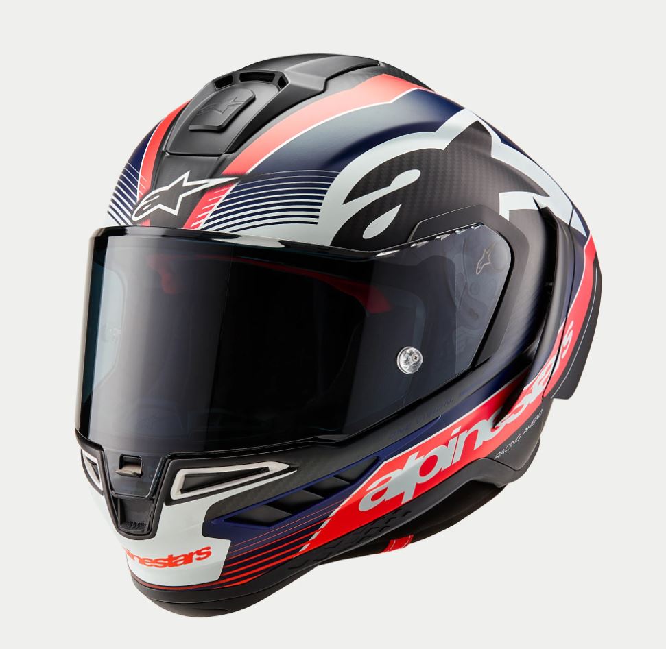 Supertech R10 Helmet - Team - Matte Black/Carbon Red Fluo/Blue