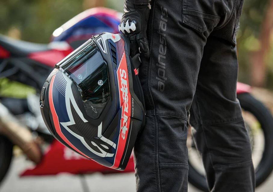 Supertech R10 Helmet - Team - Matte Black/Carbon Red Fluo/Blue